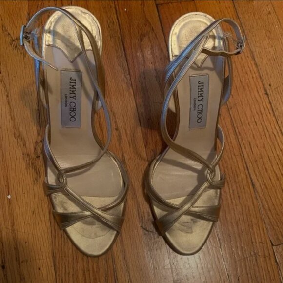 Jimmy Choo Gold Leather Heels EU Size 39 - Picture 5 of 8
